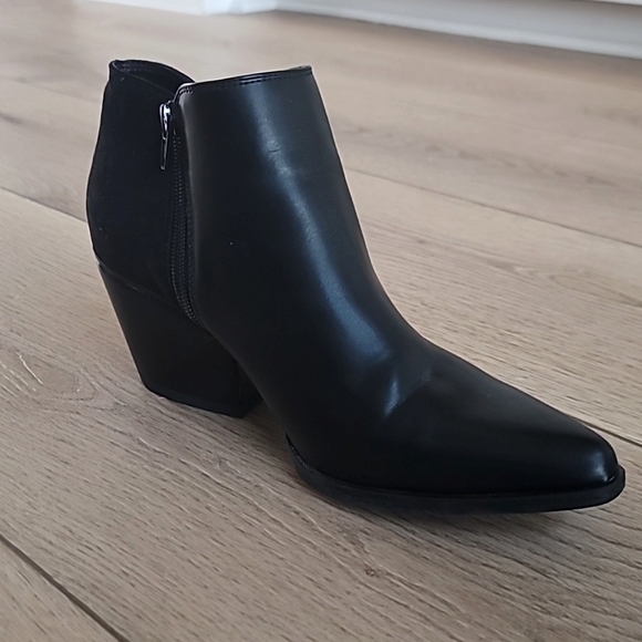 Women's Fashion Block Heel Ankle Boots Pointed Toe Side Zipper - Picture 4 of 5